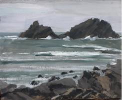 'The Brisons From Priest's Cove',  Oil on board,  20cm x 25cm
