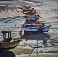 'Harbour Shadows', Oil on board, 20cm x 20cm. Available from The Waterside Gallery - see link on home page