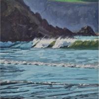'Sea Spray, Hope Cove', Oil on board, 20cm x 20cm. Available from The Mayne Gallery - see link on home page