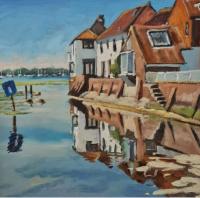 'Bosham Reflections', Oil on board, 20cm x 20cm, Available from British Contemporary Art - see link on home page