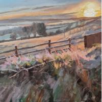 'Frosty Sunrise', Image size 13cm x 13cm, mounted 27.5cm x 27cm  