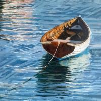 'Bathed in Blue', Image size 13cm x 13cm, mounted 27.5cm x 27cm  