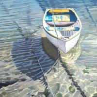 'Waiting', Image size 13cm x 13cm, mounted 27.5cm x 27cm  