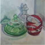 'Conference Pears', Oil on canvas board, 13cm x 18cm