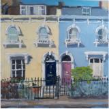 'Houseboat and Hammersmith Bridge', Oil on board, 20cm x 20cm, Available from British Contemporary Art - see link on home page