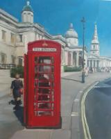 'Red Box, Yellow Lines & Blue Sky', Oil on board, 25cm x 20cm