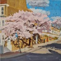 'Blossom in Batoum Gardens', Oil on board, 20cm x 20cm, Available at the Riverside Gallery - see link on home page