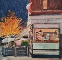 'Olympic Nights', Oil on board, 20cm x 20cm