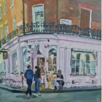 'Tea For Two', Oil on board 20cm x 20cm, Available from British Contemporary Art - see link on home page