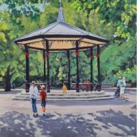 'The Bandstand, Battersea Park', Oil on board, 30cm x 30cm, Available from British Contemporary Art - see link on home page