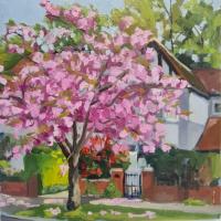 'Cherry Blossom', Oil on board, 20cm x 20cm