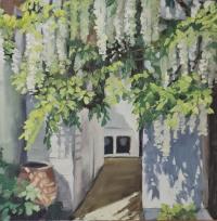 'White Wisteria', Oil on board, 20cm x 20cm