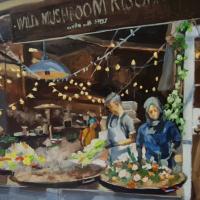'Wild Mushroom Risotto', Oil on board, 20cm x 20cm