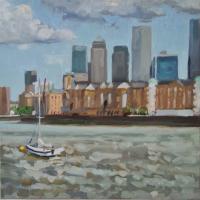 'The Isle of Dogs', Oil on board, 20cm X 20cm