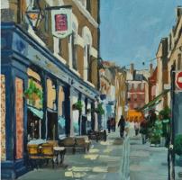 Shadows and Light, Hammersmith', Oil on board, 25cm x 30cm