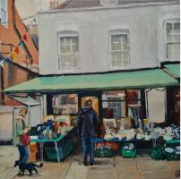 'Balloons on Portobello Road', Oil on board, 20cm x 20cm