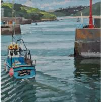 'Gone Fishing', Oil on board, 20cm x 20cm, Framed 30cm x 30cm 