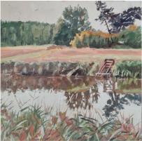 'A Place to Moor', Oil on board, 20cm x 20cm, Framed 30cm x 30cm 