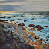 'Pebble Beach', Oil on board, 20cm x 20cm, Available from The Mayne Gallery - see link on home page