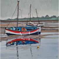 'Whiite Sails on the Alde', Oil on board, 20cm x 20cm, Available from Buckenham Galleries - see link on Home page