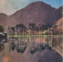 'Buttermere Reflections', Oil on board, 20cm x 20cm, Framed 30cm x 30cm 