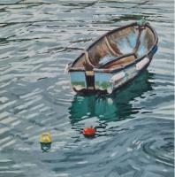 'Boats Fro Hire', Oil on board, 25cm x 25cm