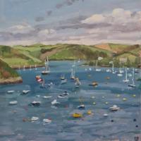 'The Ria, Salcombe', Oil on board, 20cm x 20cm. Available from the Mayne Gallery - see link on home page