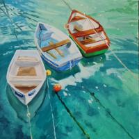 'Trio', Oil on board, 25cm x 25cm