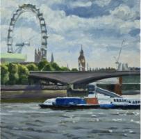 'Towards The London Eye', Oil on board, 20cm x 20cm, �495