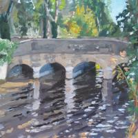 'Old Bridge Over the Wylye', Oil on board, 20cm x 20cm