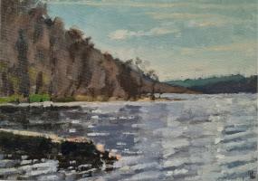 'Coniston Water Sparkle', Oil on canvas board, 13cm x 18cm