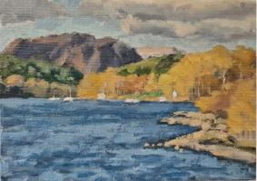 'Coniston Evening', Oil on canvas board, 13cm x 18cm