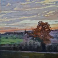 'Dusk', Oil on board, 20cm x 20cm