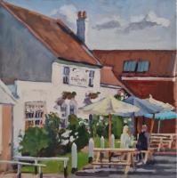 'The Plough & Sail, Snap Maltings', Oil on board, 20cm x 20cm