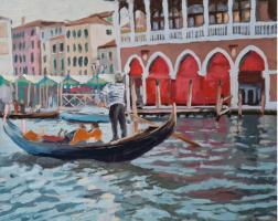 'Venice Markets', Oil on board, 20cm x 25cm,  Available from British Contemporary Art - see link on home page