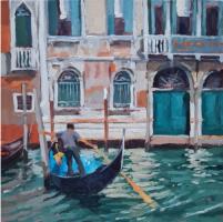 'Mooring', Oil on board, 20cm x 20cm
