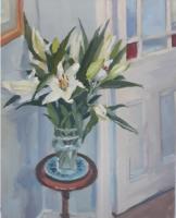 'Lillies', Oil on board, 25cm x 20cm, Available from British Contemporary Art - see link on home page