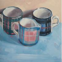 'Tartan Trio', Oil on board, 20cm x 20cm