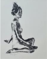 'Katherine, Seated', Charcoal on paper, 42 x 30cm