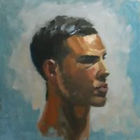 'Claudio', Oil on board, 20cm x 20cm