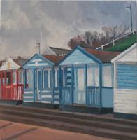 Beach Belles, Image size 20cm x 20cm, mounted 35cm x 34cm  