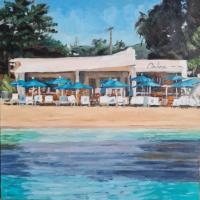 'The Calma Beach Club', Oil on board, 20cm x 20cm