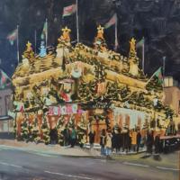 'Christmas at The Churchill Arrms', Oil on board, 20cm x 20cm