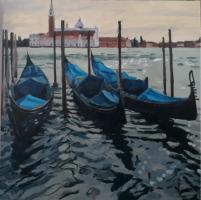 'Towards San Georgio Maggiore', Image size 20cm x 20cm, mounted 35cm x 34cm  