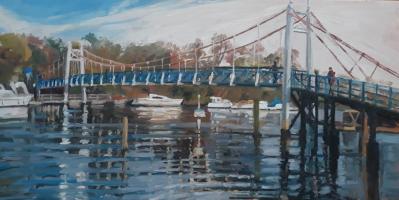 'Teddington Foot Bridge', Oil on board, 20cm x 40cm