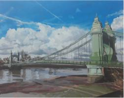 'Clouds Over Hammersmeith Bridge',  Oil on board,  20cm x 25cm