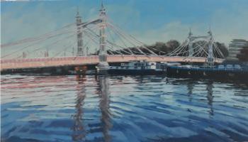 'Dusk, Albert Bridge',  Oil on canvas,  20cm x 36cm