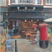 Summer at The Post Room Cafe', Oil on board, 20cm x 20cm