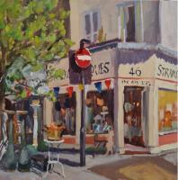 'Strand Antiques', Oil on board, 20cm x 20cm, Available from British Contemporary Art - see link on home page