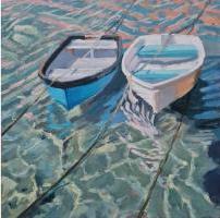 'Duet', Oil on board, 20cm x 20cm,  Available from The Mayne Gallery - see link on home page